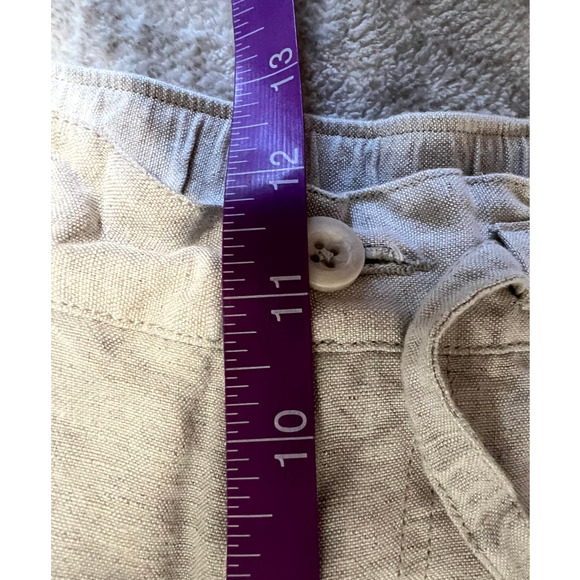 Cubavera Linen Blend Khaki Wide Leg Cropped Pants, Size L - Picture 5 of 6